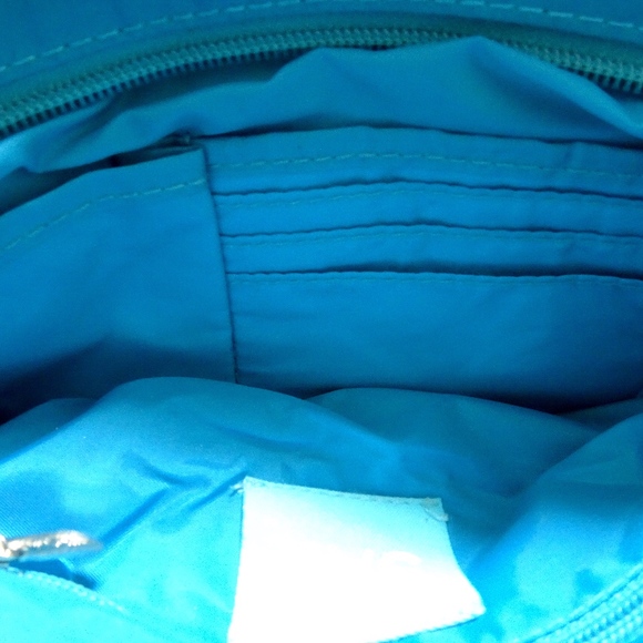 The Sak Small Blue Zig Zag Striped Crochet Lined Summer Beach Shoulder Bag - Picture 6 of 6